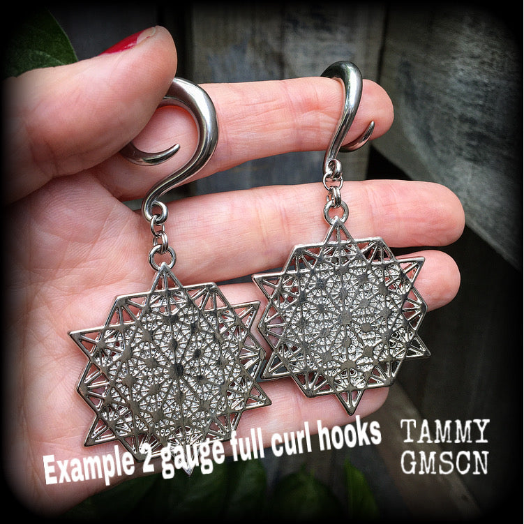 Metatrons cube gauged earrings