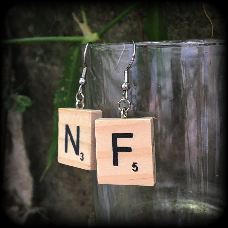 Scrabble earrings-Scrabble tile earrings