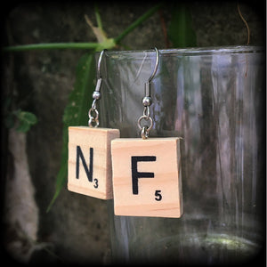 Scrabble earrings-Scrabble tile earrings