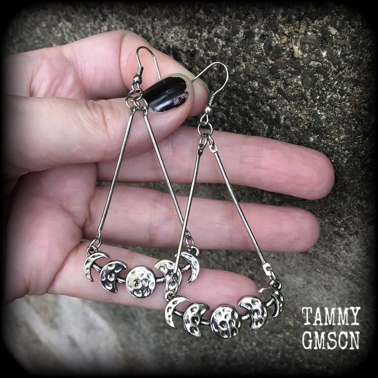 Moon phase earrings-Moon earrings