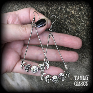 Moon phase earrings-Moon earrings