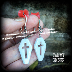 White coffin earrings-Halloween earrings-Ear hangers