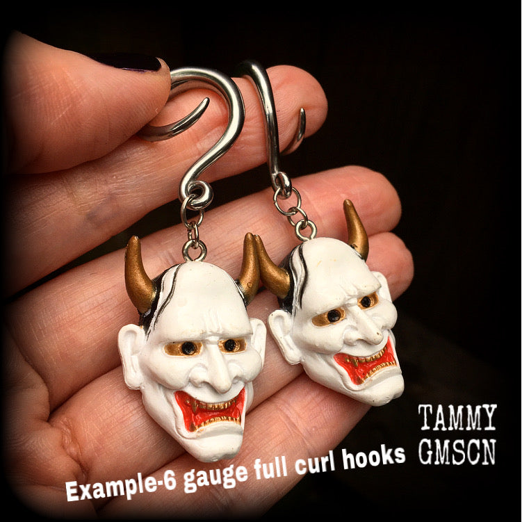 Hannya Mask gauged earrings