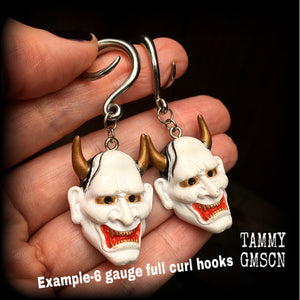 Hannya Mask gauged earrings