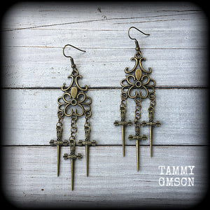 Three of swords earrings