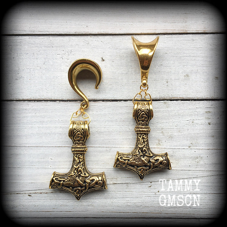 Thors hammer ear weights-Gauged earrings