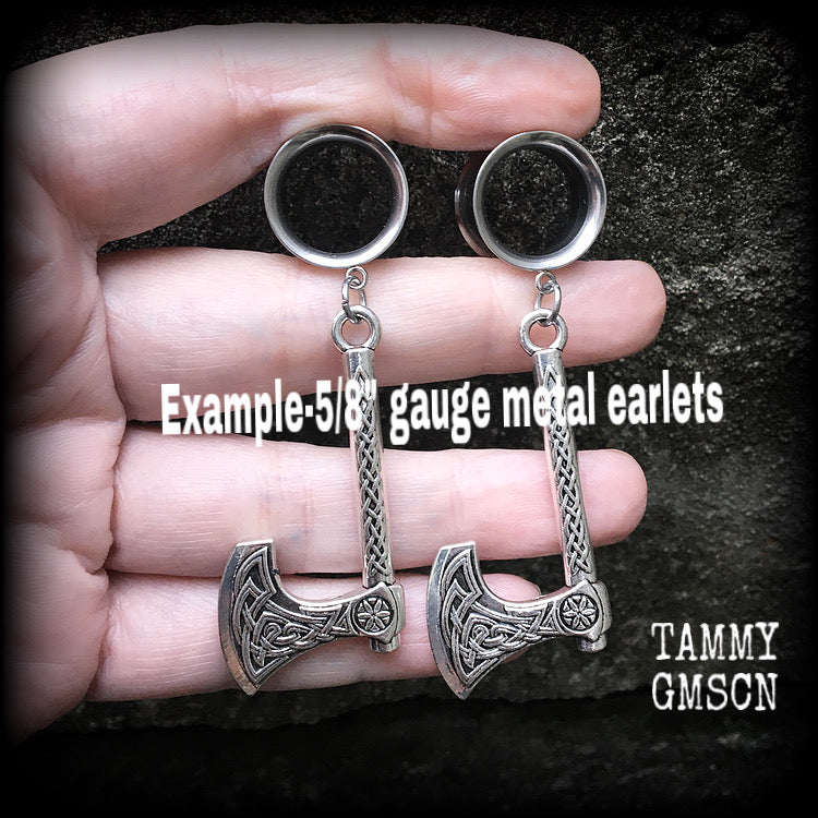 Viking axe tunnel earrings