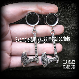 Viking axe tunnel earrings