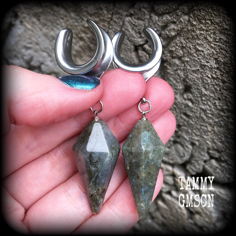 Labradorite ear weights-Gauged earrings