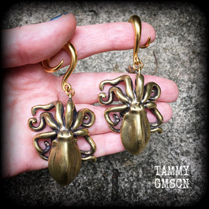 Brass octopus ear weights-Gauged earrings