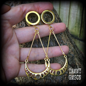 Moon phases ear gauges-Tunnel dangles