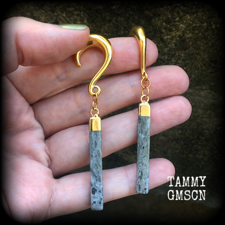 Grey agate ear hangers