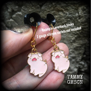 Pink Pig earrings-Animal earrings