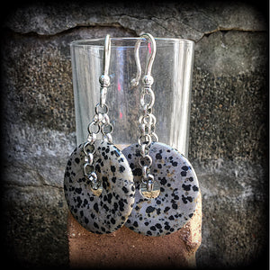 Dalmatian Jasper earrings-Ear hangers