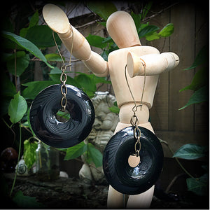 Black obsidian earrings-Gemstone earrings