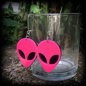 Hot Pink alien earrings