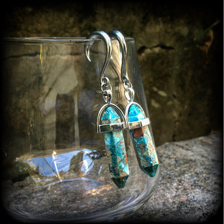 Ocean jasper body jewelry Ocean jasper earrings Ear hangers 6 gauge ear weights Sea jasper earrings Stretched lobes Stretched ears Gauged ears Gauged earrings Body Ear gauges Sea sediment jasper Gemstone ear weights 4mm 6mm 8mm 10mm 12mm 14mm 16mm 19mm 22mm 25mm 28mm 30mm