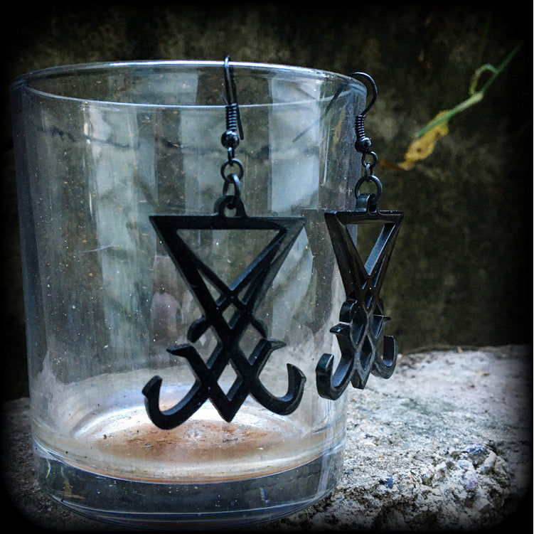 Sigil of Lucifer earrings-Occult jewelry