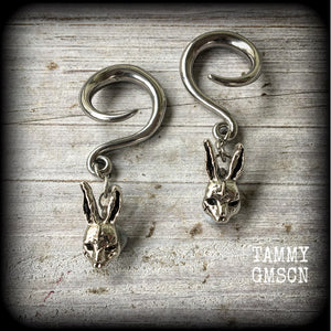 Donnie Darko gauged earrings-Easter bunny earrings