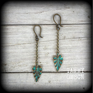 Bronze leaf dangle earrings