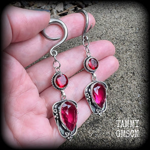 Garnet earrings-Gauged earrings