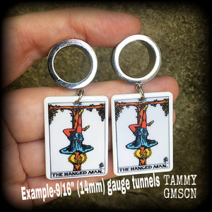 The Hanged Man-Tarot card tunnel earrings