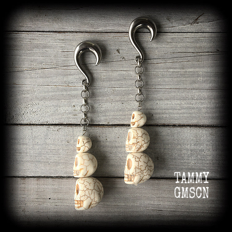 Skull ear weights-Halloween gauged earrings