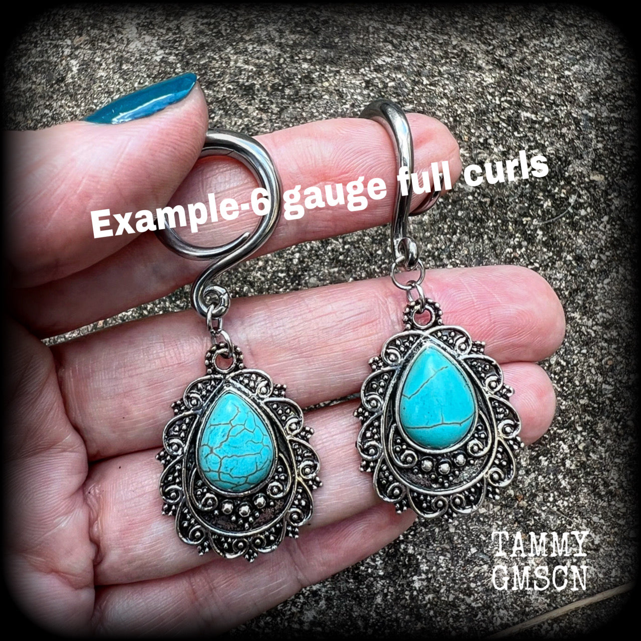 Turquoise gauged earrings-Ear weights