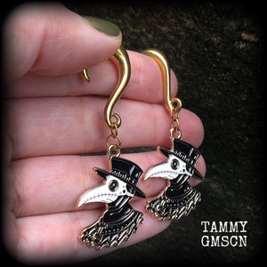 Plague doctor gauged earrings