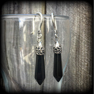 Black obsidian earrings-Gemstone earrings