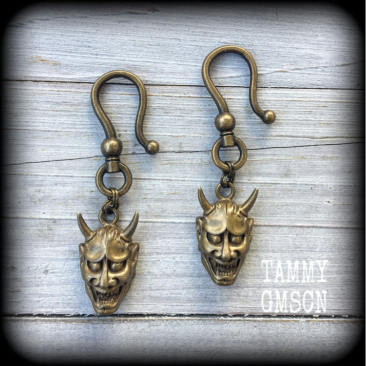 Hannya mask earrings-Ear hangers