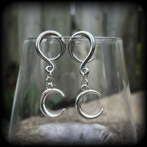 Crescent moon gauged earrings 