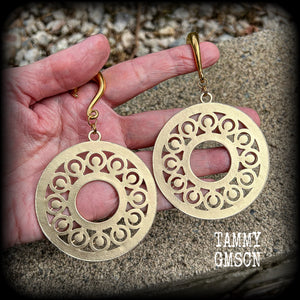 Goddess Ishtar gauged earrings 2 gauge ear weights Ear hangers Tribal sun Body jewelry Stretched lobes Gauges 6 gauge 2 gauge 0 gauge 00 gauge 1/2" 9/16" 5/8" 3/4" 7/8" 1" 1.10" 1.18" Body jewellery