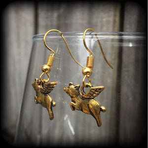 Pig earrings-Flying pig earrings