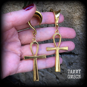 Ankh gauged earrings