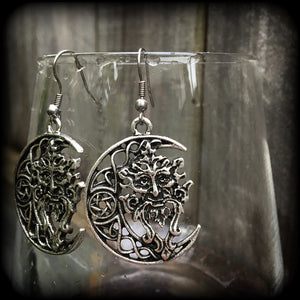 Green man earrings-Greenman earrings