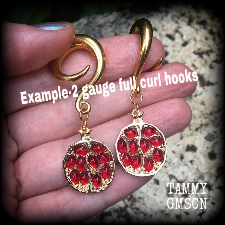 Pomegranate gauged earrings