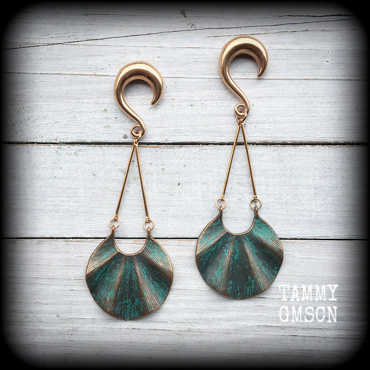 Sea hag gold tone ear weights-Sea witch earrings