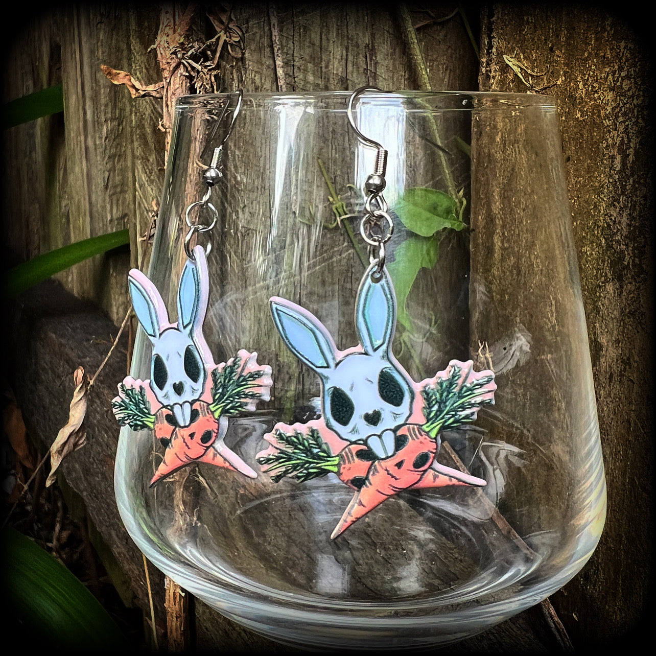 Zombie rabbit earrings-Novelty Easter earrings