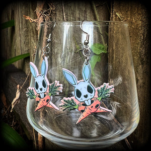 Zombie rabbit earrings-Novelty Easter earrings