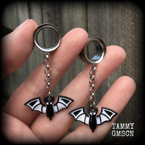 Bat tunnel dangles-Tunnel earrings