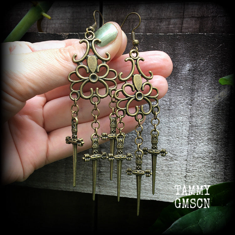 Three of swords earrings