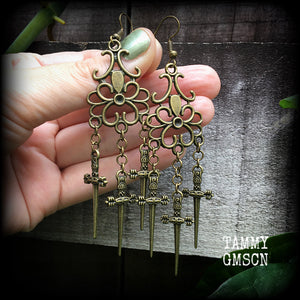 Three of swords earrings