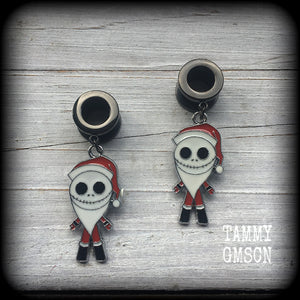 Jack Skellington earrings-Christmas tunnel earrings