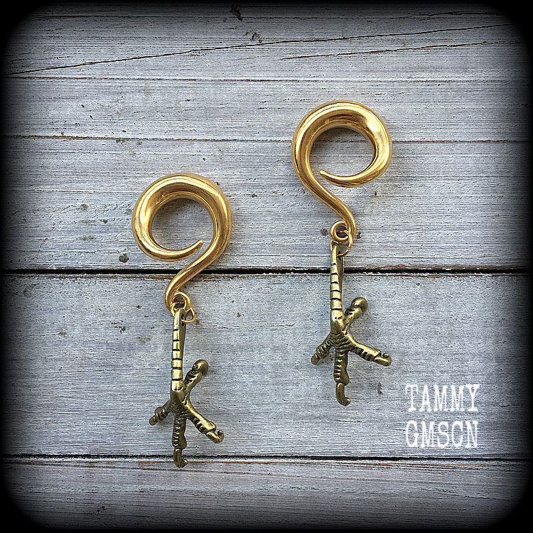 Bronze harpy claws gauged earrings