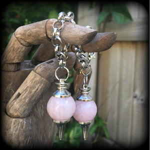 Rose Quartz plug dangles