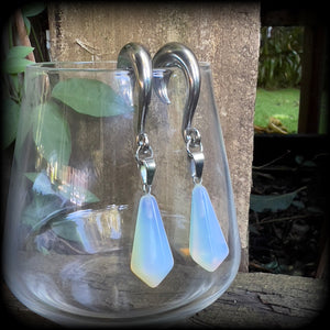 Opalite gauged earrings