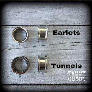 Antique silver key tunnel earrings