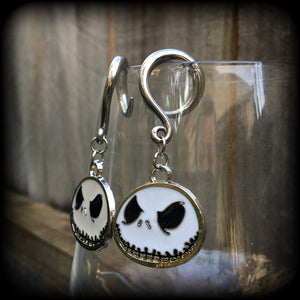 Jack Skellington gauged earrings-Halloween earrings