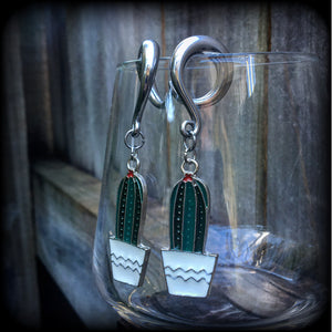 Cactus gauged earrings-Cactus earrings